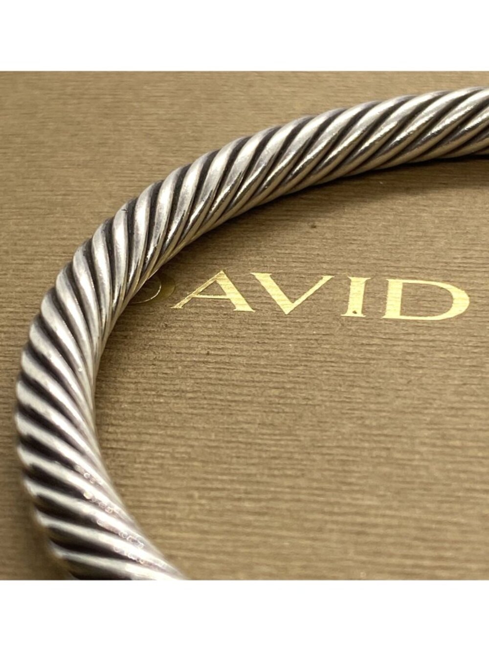 David Yurman Sterling Silver 925 Gold 5mm Cable Cuff Bracelet Blue Stone - Picture 6 of 16